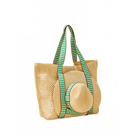NEW SHIRALEAH women's dorian tote and hat set in green